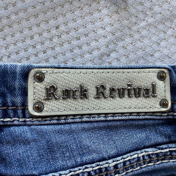 Rock Revival Jeans Women's 28 Easy Straight Tetbury Flap Pocket Bling Low Rise - Picture 7 of 16